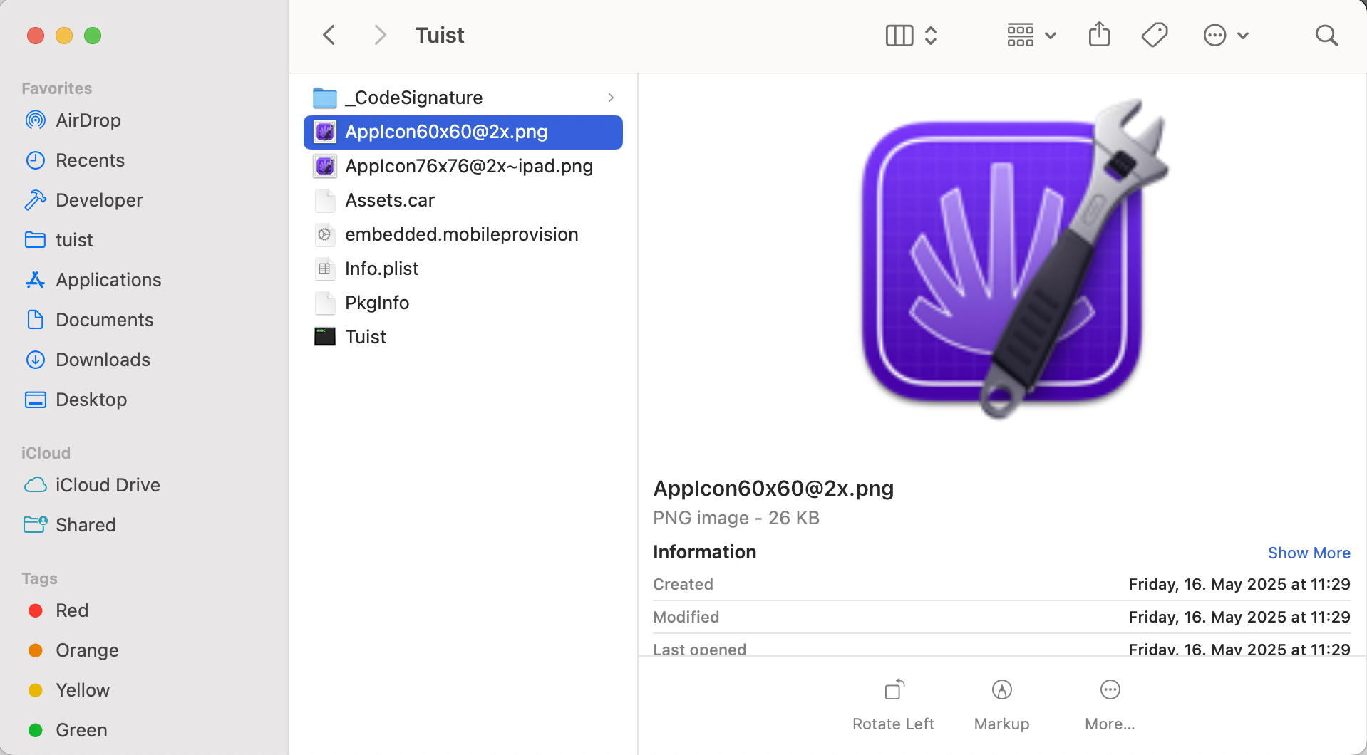 Screenshot of Finder with contents of the .app bundle